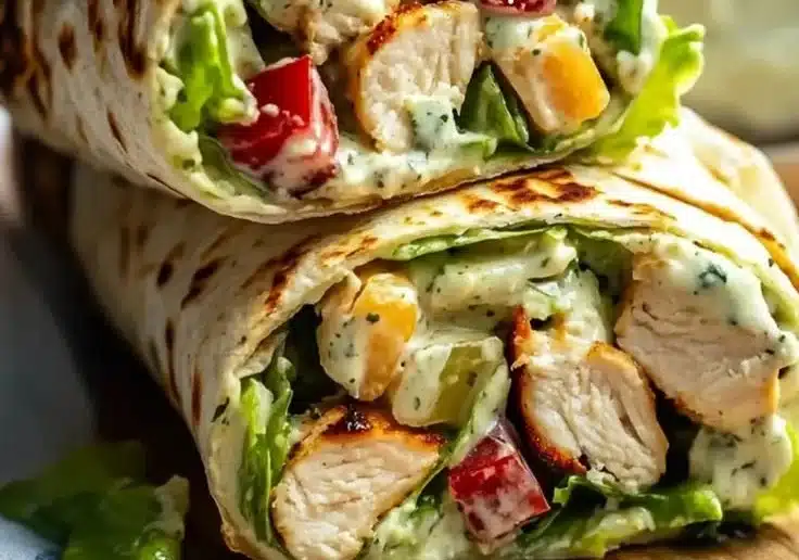 Creamy & Juicy Chicken Caesar Salad Wrap