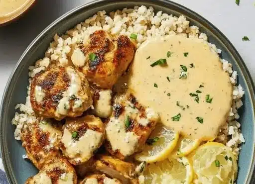 Creamy Lemon Butter Chicken with Crispy Zucchini Delight