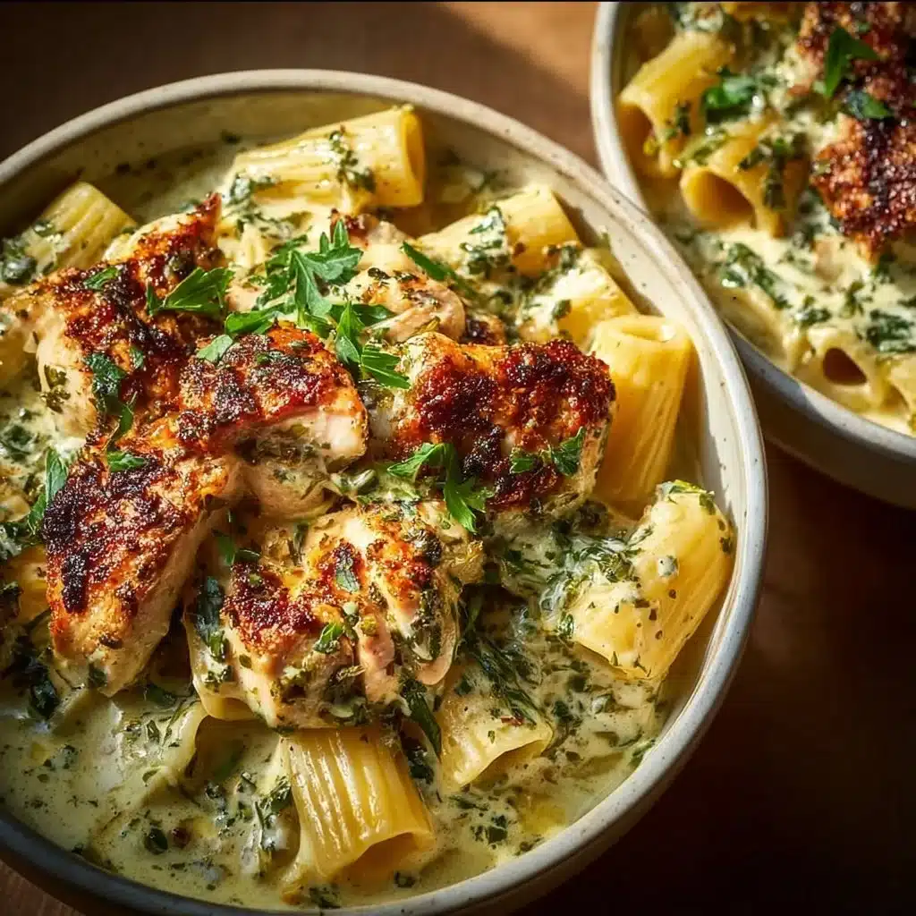 Creamy Pesto Chicken Pasta Bake