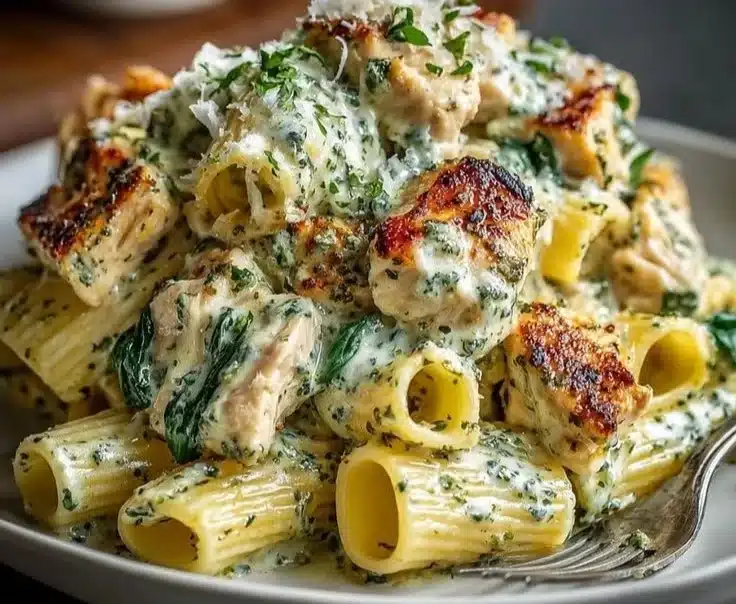Creamy Pesto Chicken Pasta Bake