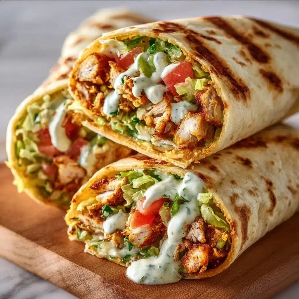 Crispy chicken wraps with cottage cheese in flatbread, fresh and delicious meal