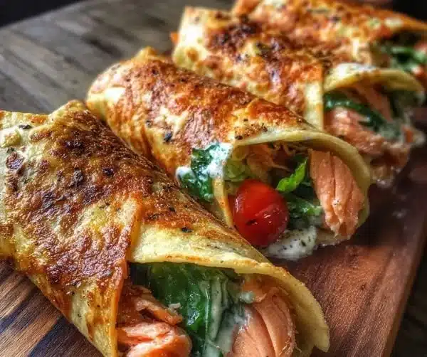 Crispy salmon tacos served with fresh toppings and lime