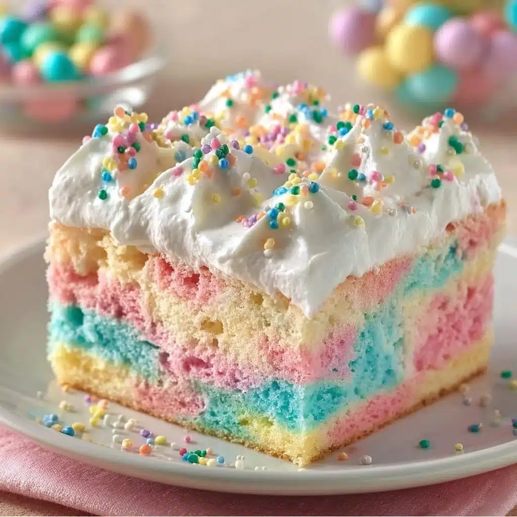 Delicious Easter Poke Cake decorated for a festive celebration