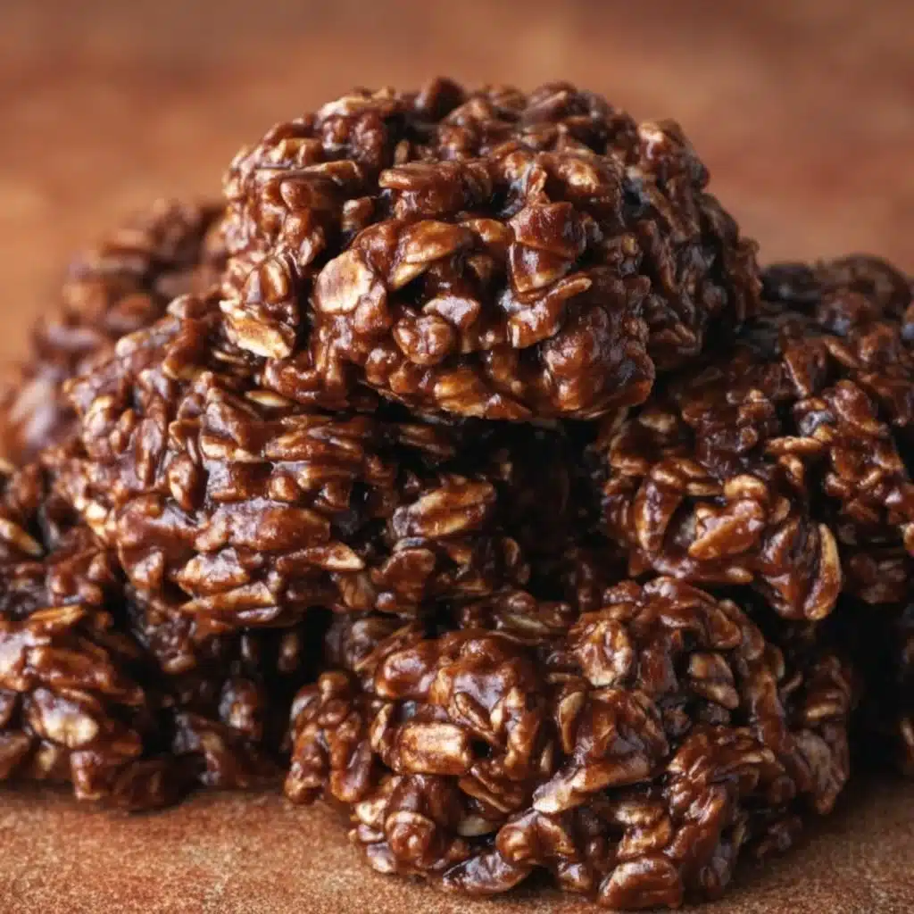 Plate of homemade easy chocolate no bake cookies
