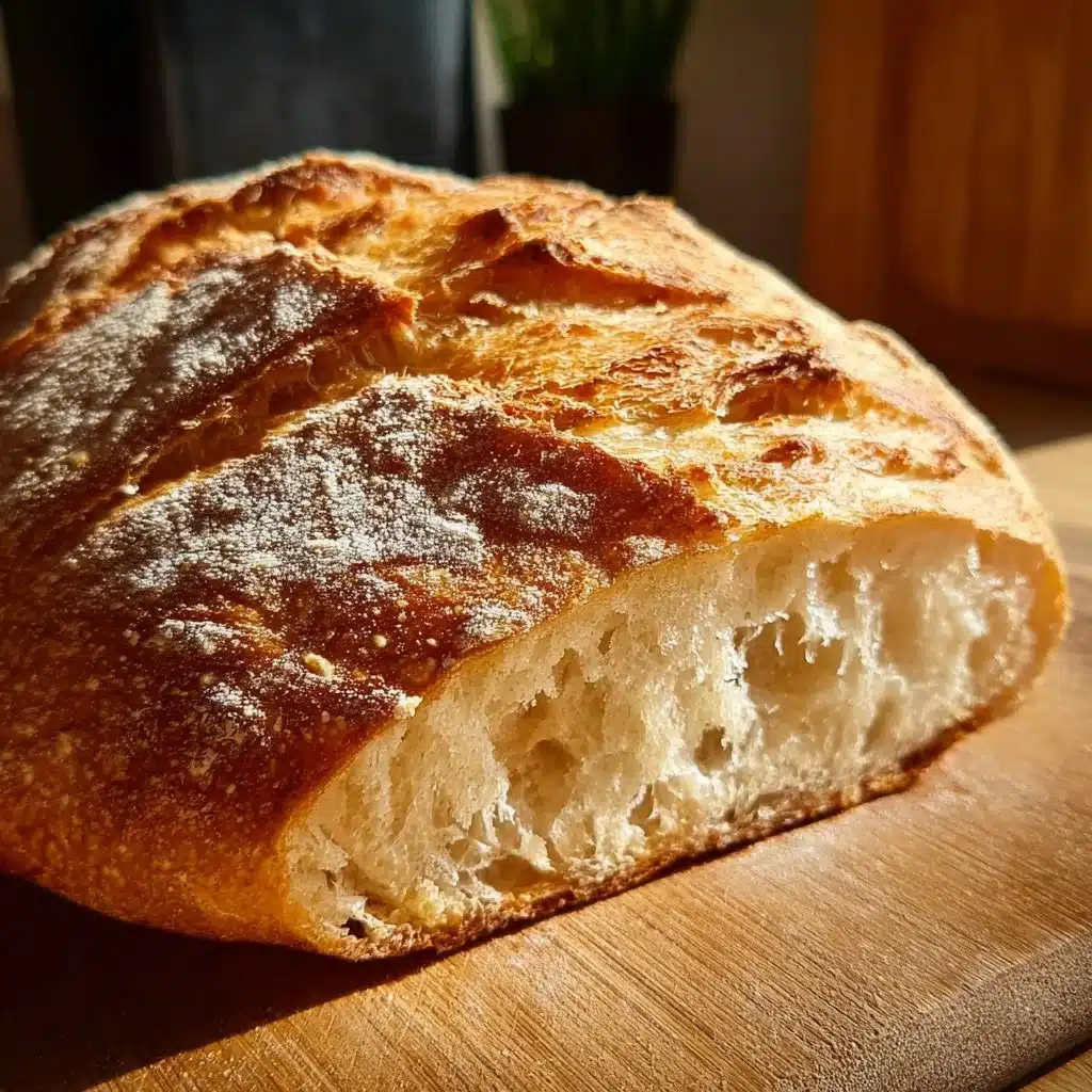 Crusty homemade Italian bread loaf fresh out of the oven