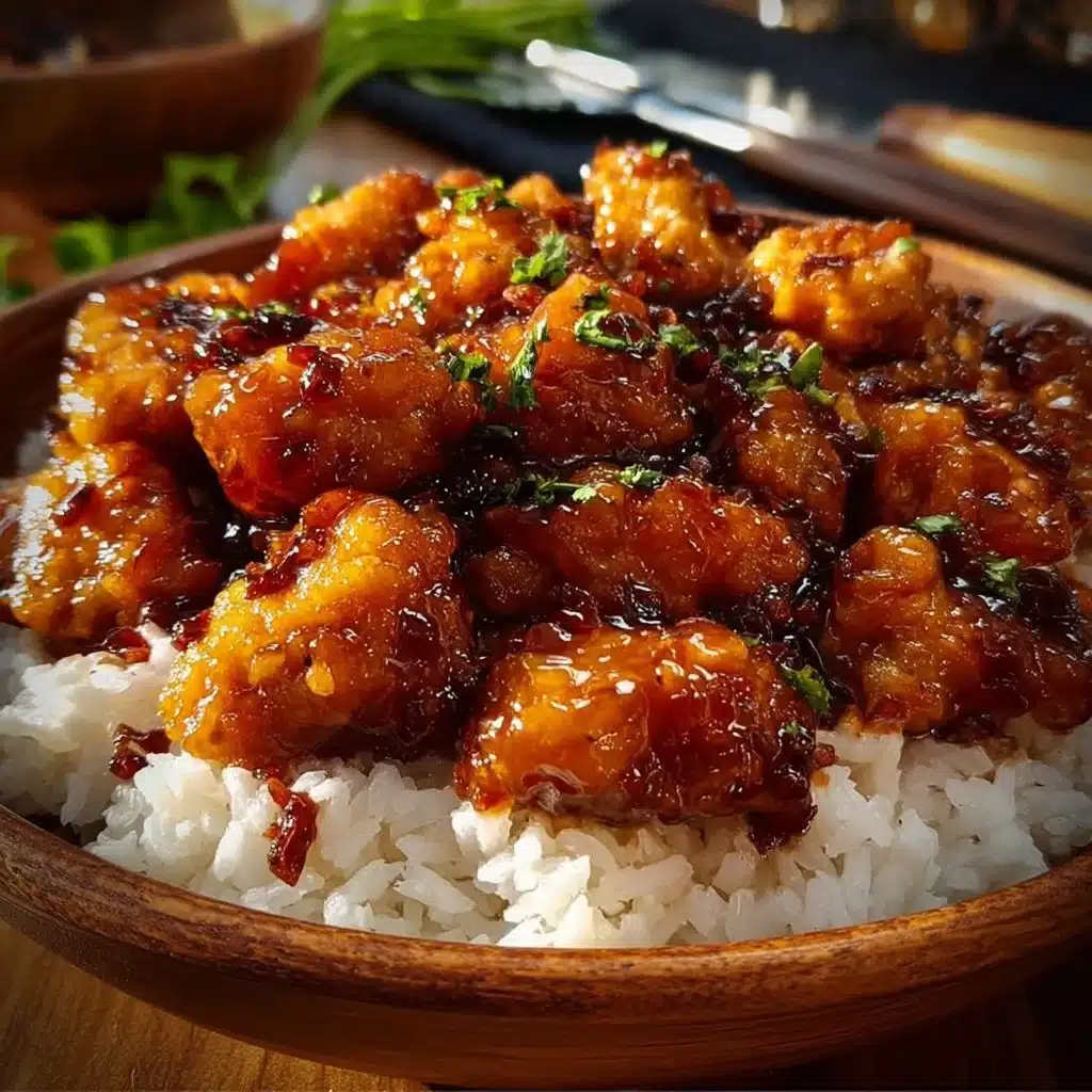 Delicious easy honey garlic chicken dish served with vegetables.