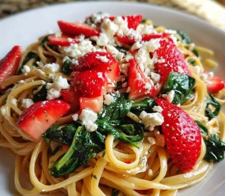 Easy Strawberry Spinach Pasta Salad