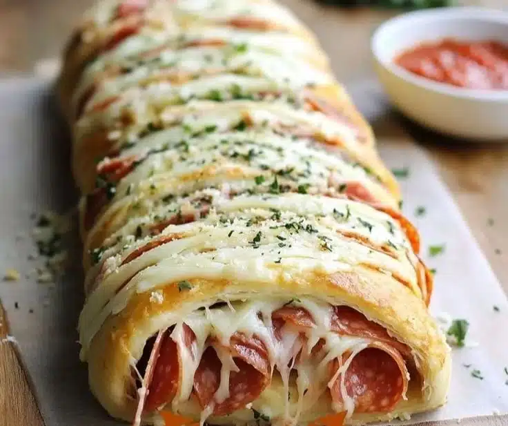 Delicious homemade Stromboli packed with flavorful ingredients