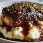 A plate of succulent Garlic Herb Chicken garnished with fresh herbs