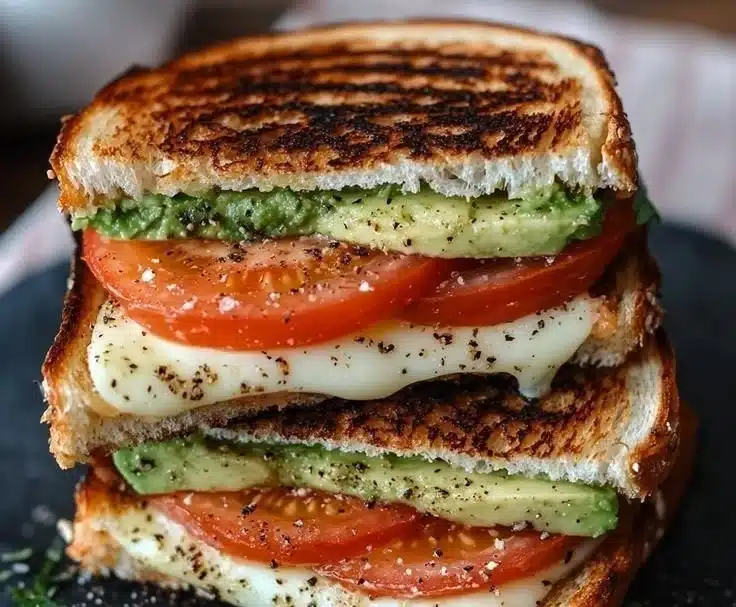 Gourmet Grilled Cheese with Avocado and Tomatoes