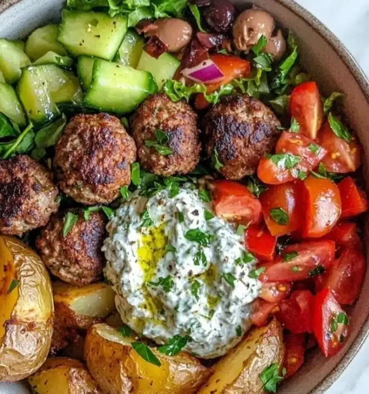 Greek Meatball Bowl