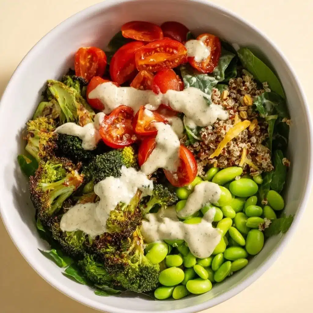 Green Goddess Buddha Bowl filled with fresh vegetables and grains for a healthy meal