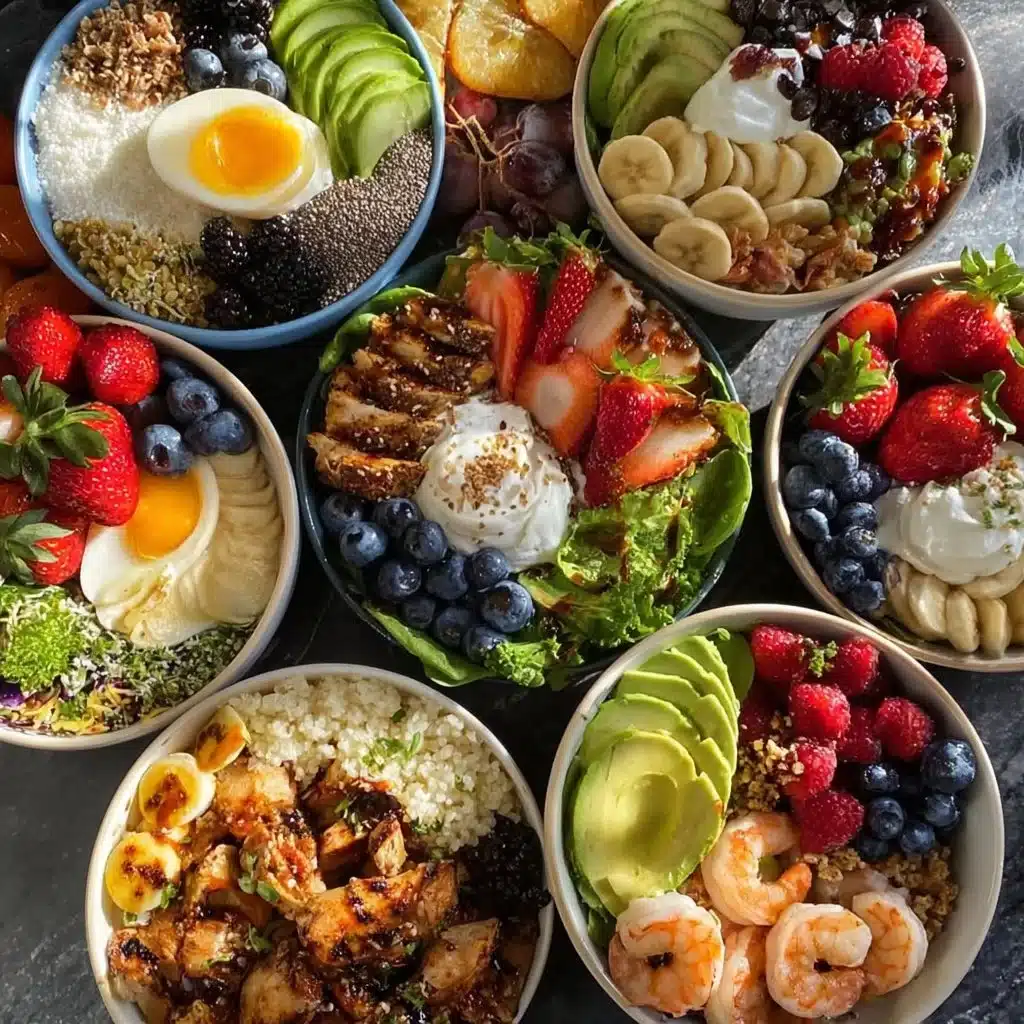 Colorful assortment of healthy food options including fruits and vegetables.