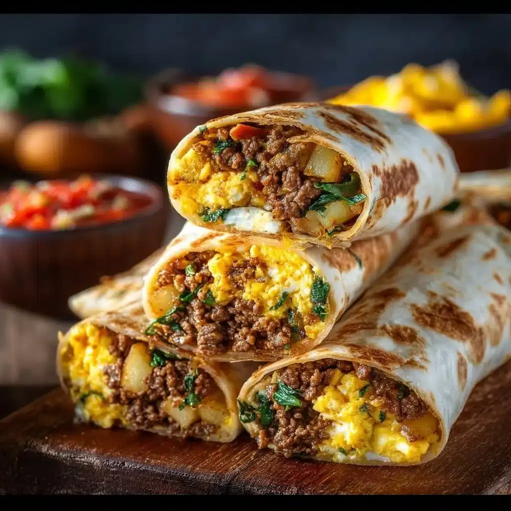 High-protein breakfast burrito with eggs, veggies, and salsa