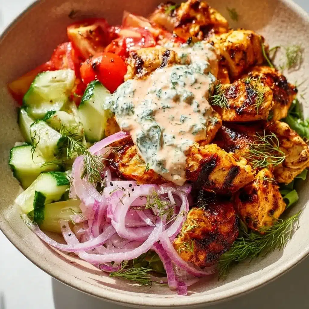 High Protein Mediterranean Lemon-Dill Chicken Bowls for meal prep