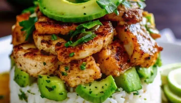 Honey Lime Chicken & Avocado Rice Stack