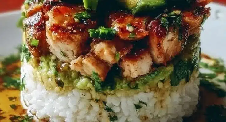 Honey Lime Chicken & Avocado Rice Stack