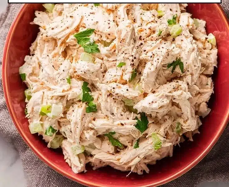 Irresistible chicken salad chick copycat recipe served in a bowl