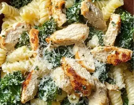 Kale Chicken Caesar Pasta Salad for a Fresh Summer Feast