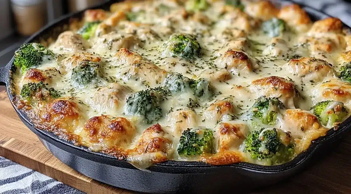 Keto Chicken Alfredo Broccoli Bake