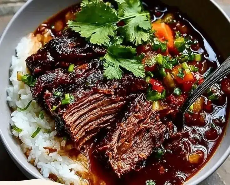Korean style pot roast with tender beef and savory sauce