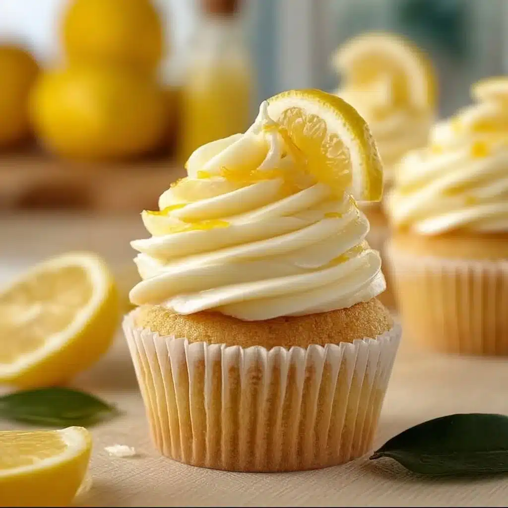 Lemon cupcakes with lemon curd and cream cheese frosting