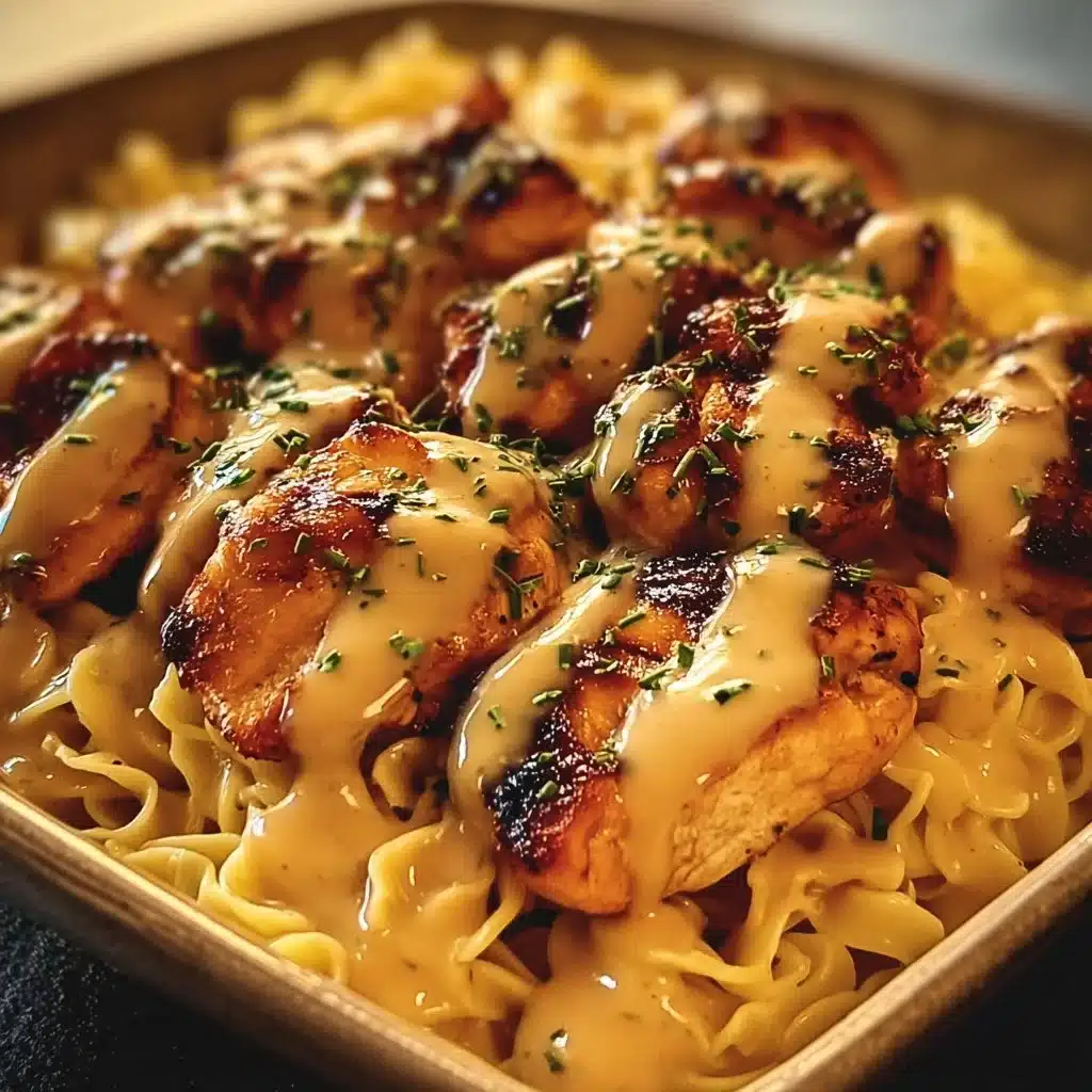 One-Pan Chicken with Buttered Noodles cooked in a skillet