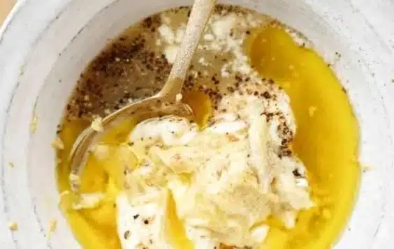 Homemade Original Caesar Salad Dressing served in a bowl