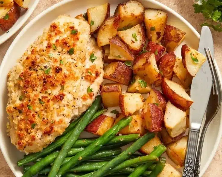 Parmesan Crusted Chicken Sheet Pan Dinner