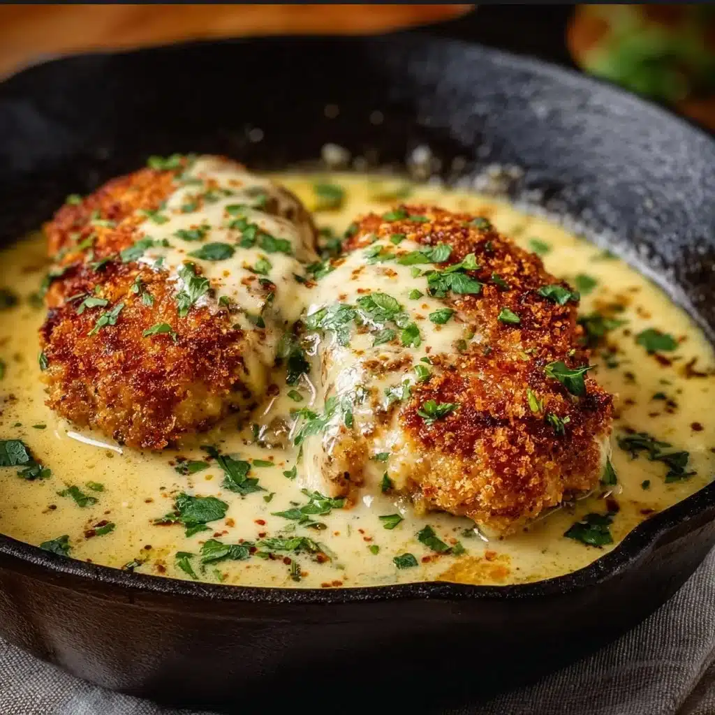 Parmesan Crusted Chicken with Creamy Garlic Sauce
