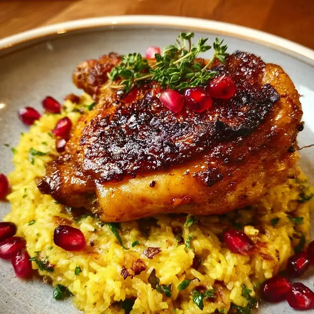Persian Chicken dish garnished with herbs and spices on a plate