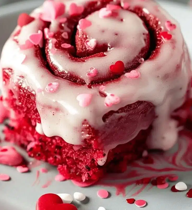 Red Velvet Valentine’s Day Cinnamon Rolls