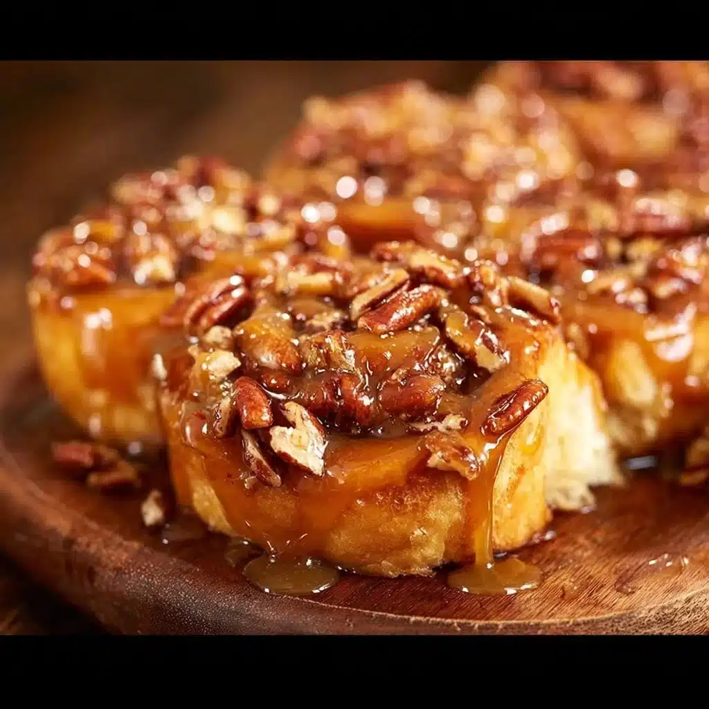 Shortcut caramel pecan cinnamon rolls with gooey caramel and pecans