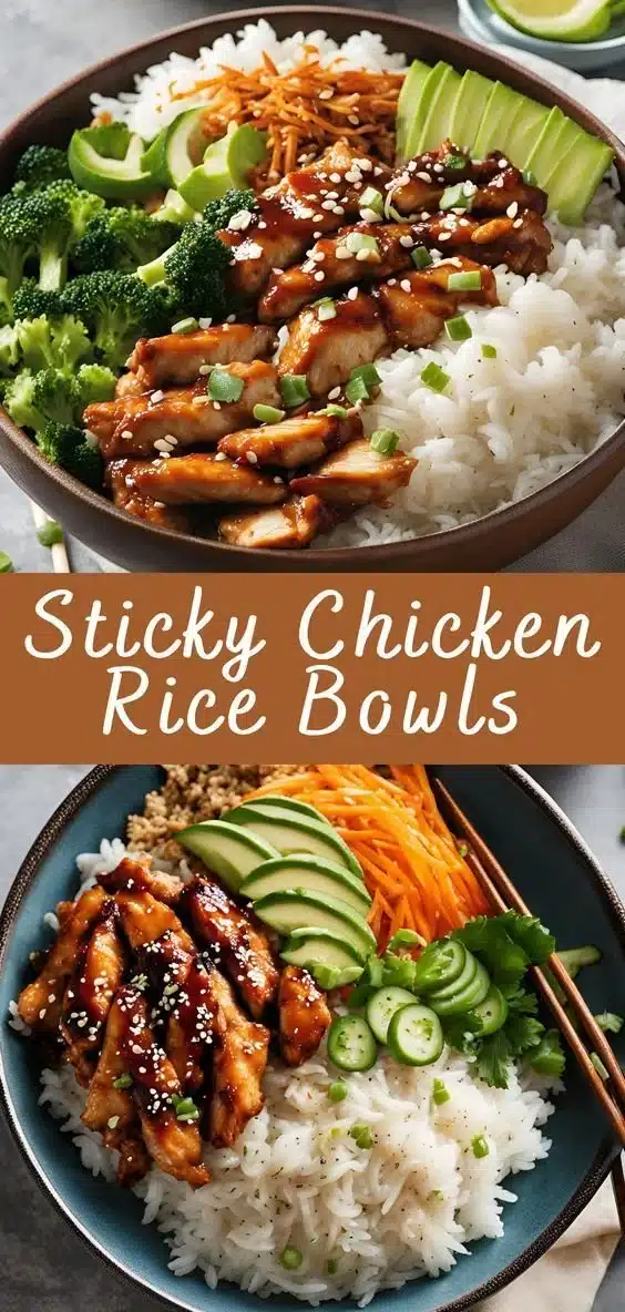 Sticky Chicken Rice Bowls Recipe