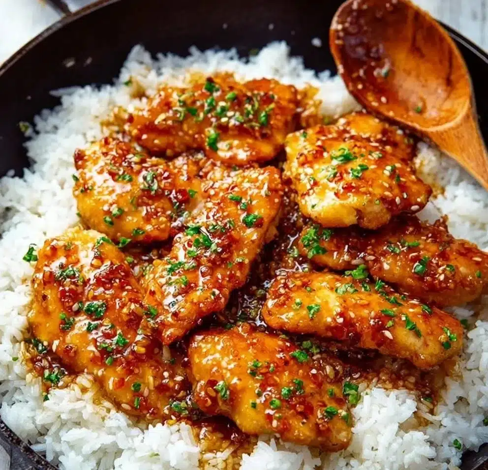 Delicious honey garlic chicken served with vegetables on a plate