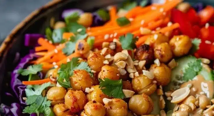 Thai Chickpea Salad with Peanut Dressing