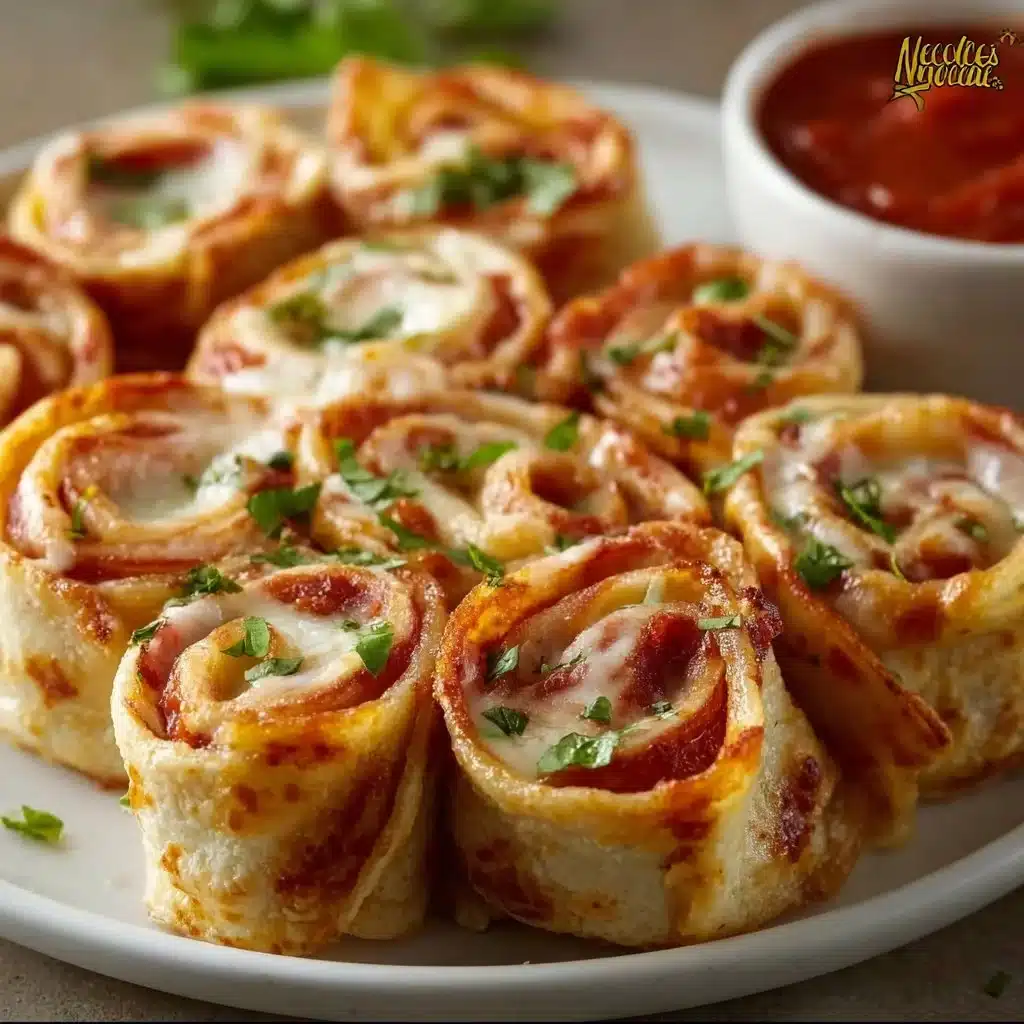 Delicious Tortilla Pizza Rolls topped with cheese and pepperoni.