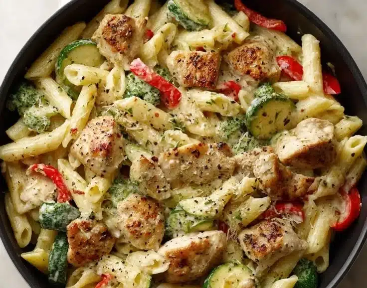 30-Minute Creamy Chicken Caesar Pasta Salad