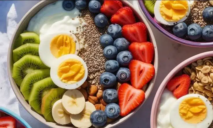 A variety of low-calorie high-protein breakfasts for busy mornings.