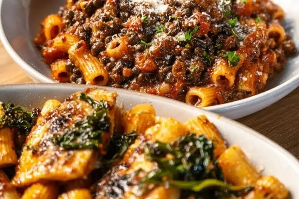 A colorful anti-inflammatory dinner plate with vegetables and lean protein.