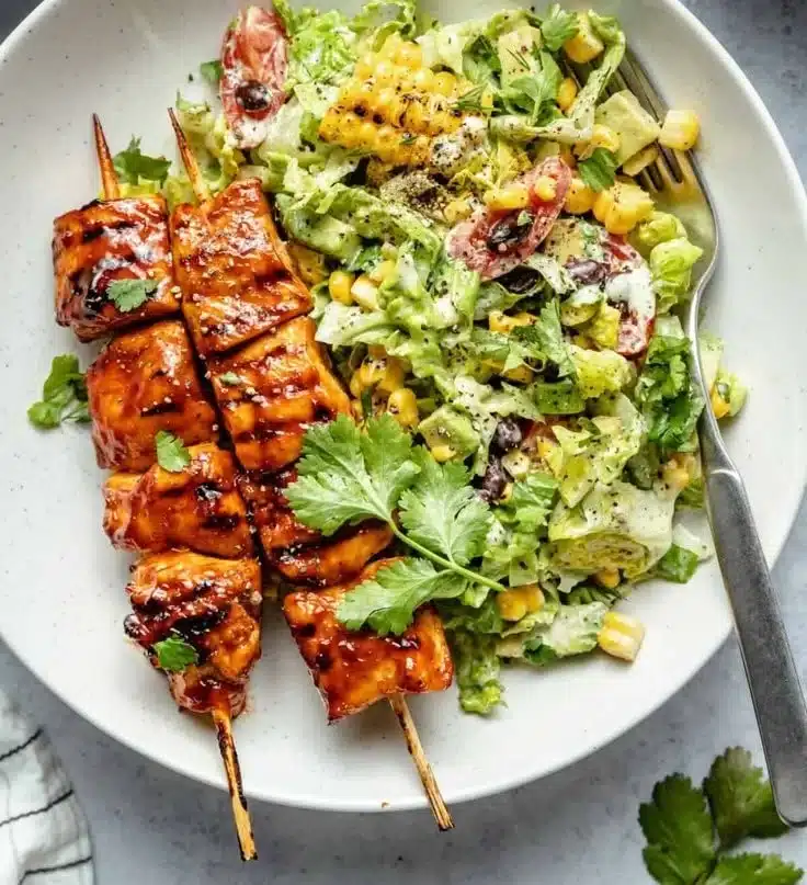 BBQ Chicken Skewer Salad