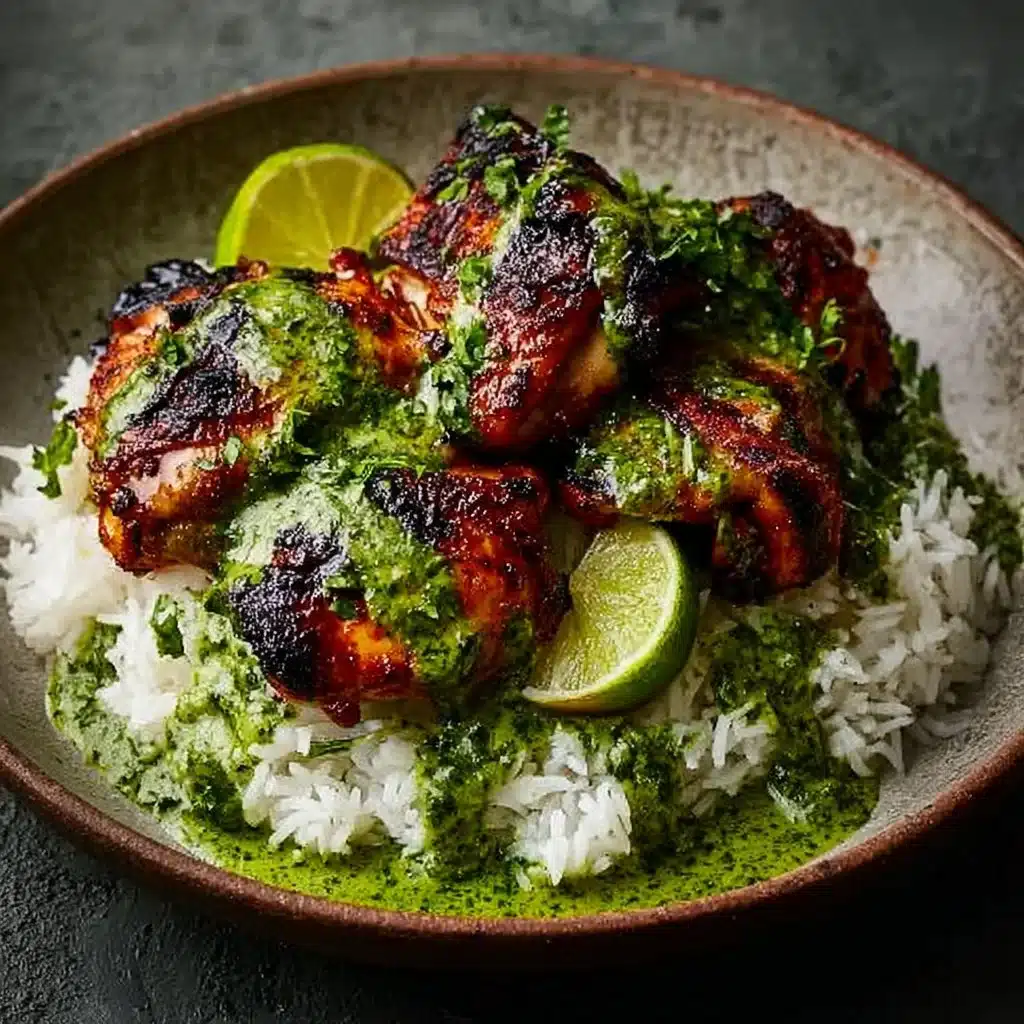Delicious Peruvian chicken served with creamy green sauce for a flavorful meal