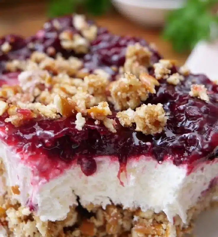Blackberry Pretzel Dessert