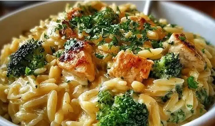 Cheesy Chicken Broccoli Orzo