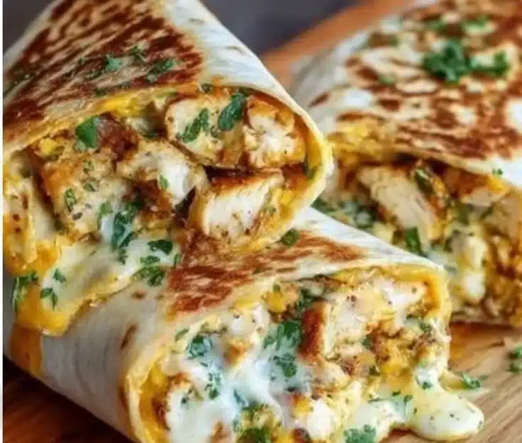 Cheesy Garlic Chicken Wraps