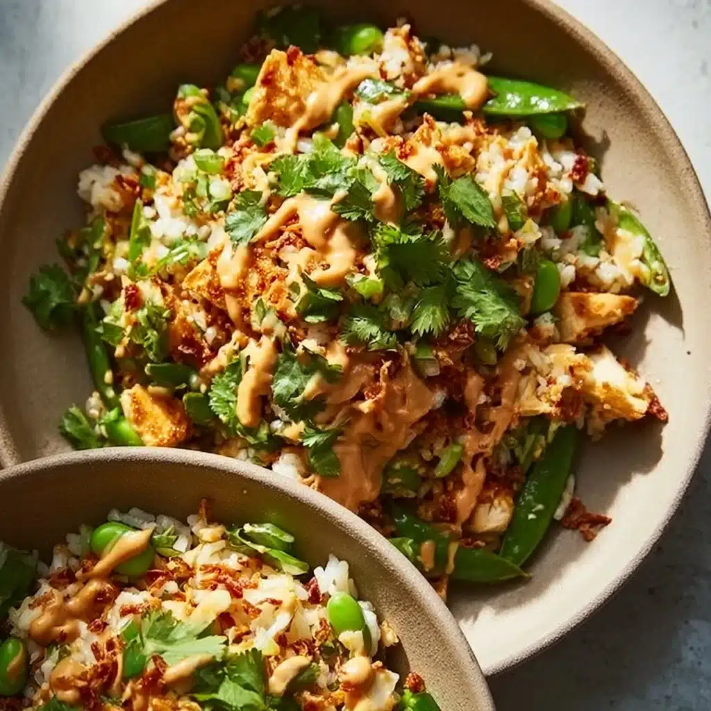 Chicken Crispy Rice Salad with Peanut Dressing