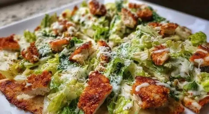 Chicken Crust Caesar Salad Pizza