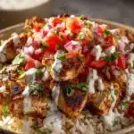 Delicious Chicken Gyro Bowl with fresh vegetables and tzatziki sauce