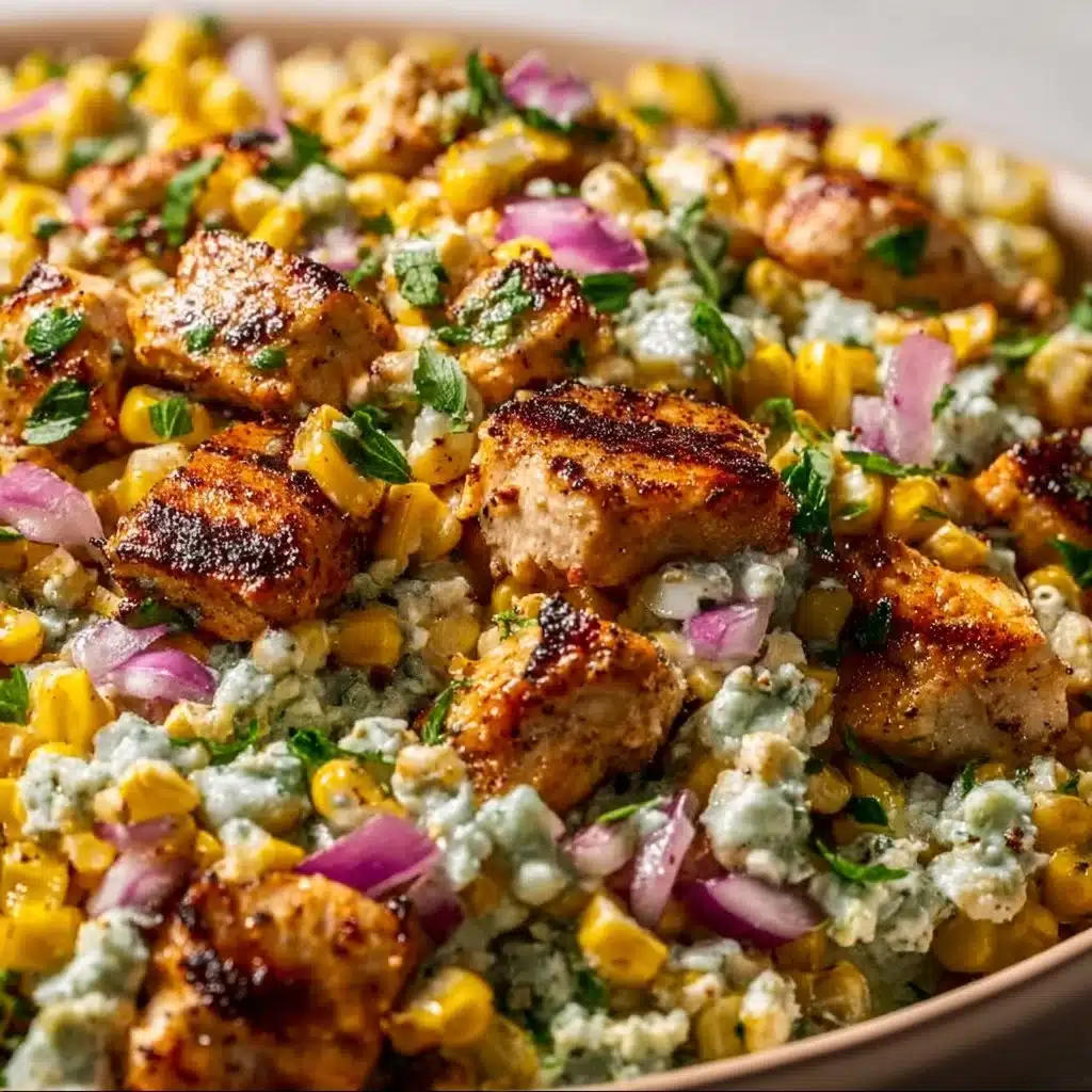 Chicken Street Corn Salad with fresh ingredients and vibrant colors.