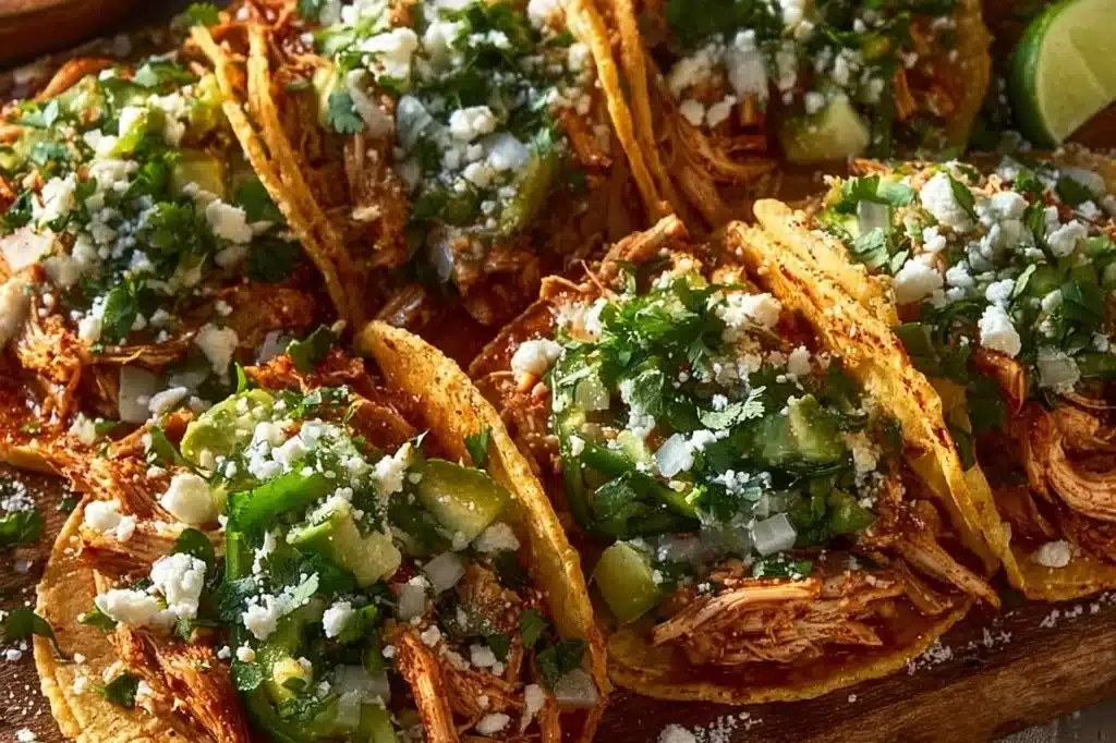 Delicious Chicken Street Tacos served with fresh toppings